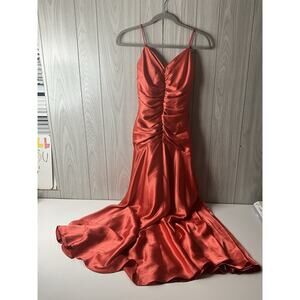 JESSICA MCCLINTOCK FOR GUNNE SAX orange dress Ruching Gown Size 1/2